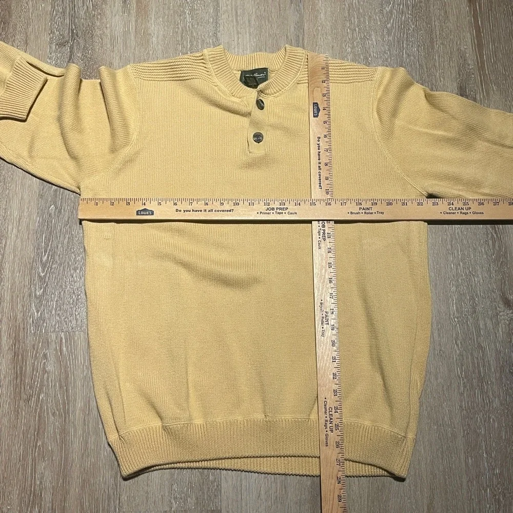 Eddie Bauer Mens Tan Cotton Henley Sweater Long Sleeve Size‎ L